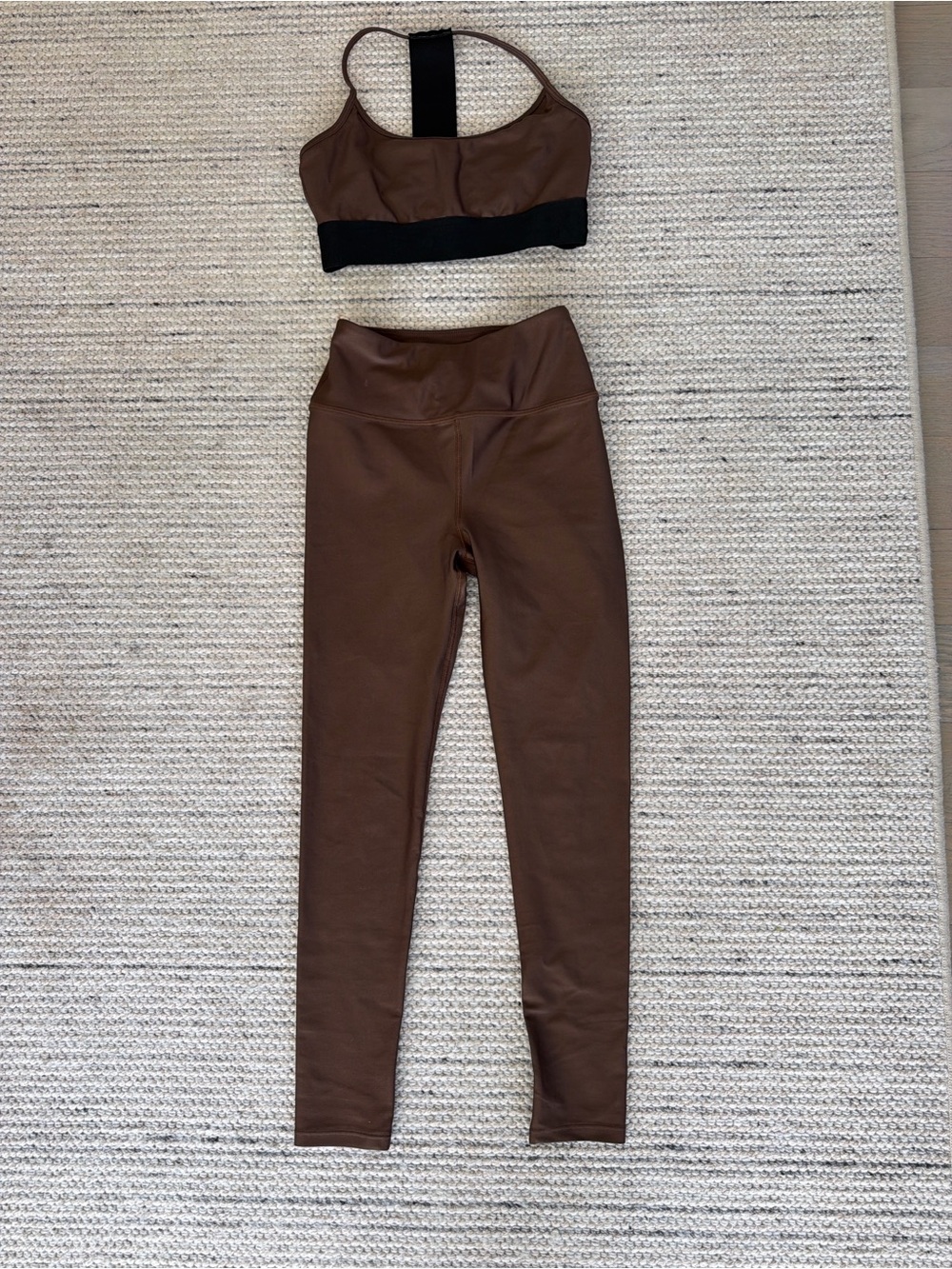 Noli Brown High-Waist Leggings with Black Waistband